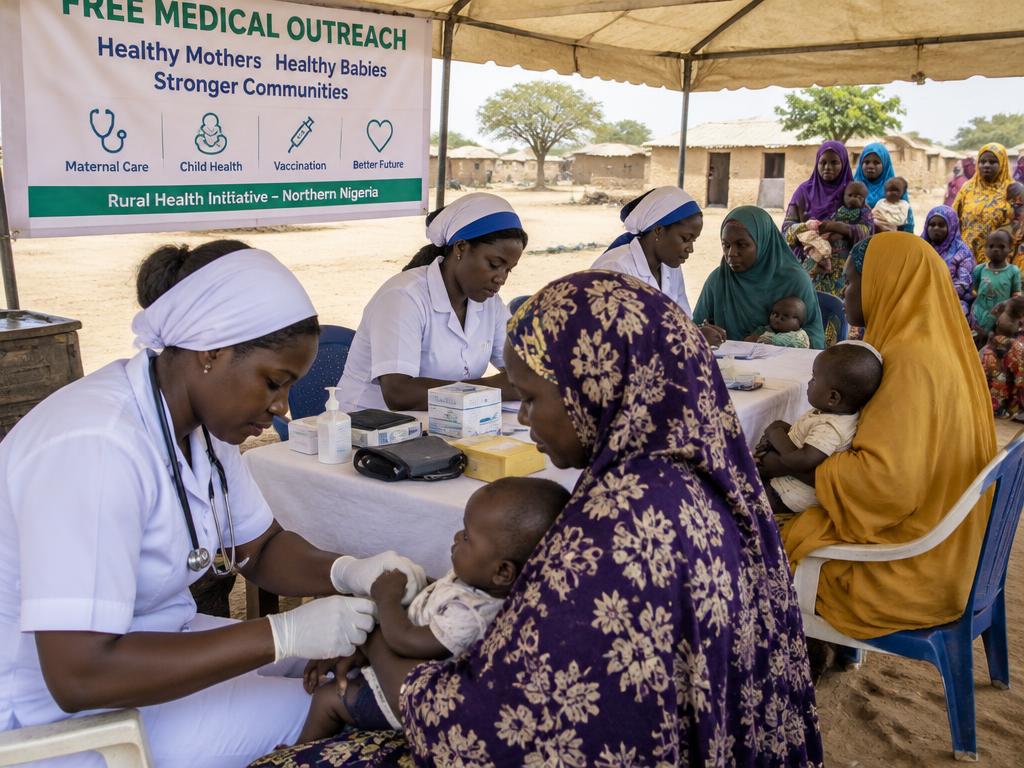 Medical outreach team attending to patients in a community setting